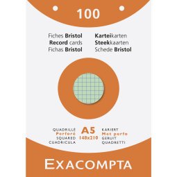 Pk 100 Exa Record Cards 148x21 5/5 Ast - Assorted colours