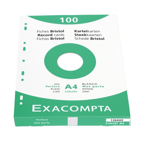 Pk100 Exa Rec Card 21x29.7cm Plain White - White