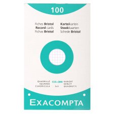 Pk 100 Exa Record Cards 125/200 Sq White - White