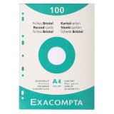 Pk 100 Exa Record Cards 210/297 Sq White - White