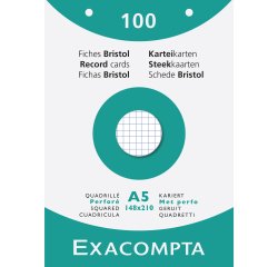 Pk 100 Exa Record Cards 148/200 Sq White - White
