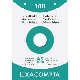 Pk 100 Exa Record Cards 148/200 Sq White - White