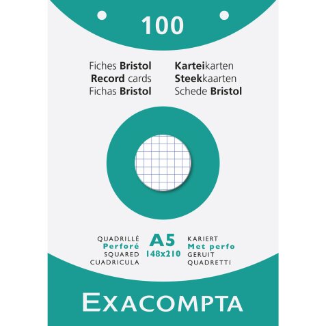 Pk 100 Exa Record Cards 148/200 Sq White - White