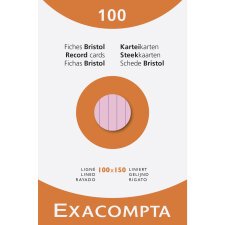 Pk100 Exa Rec Card 10x15cm Lined Ast - Assorted colours