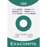 Pk 100 Exa Record Cards A7 White Lined - White