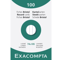 Fiches bristol, A7, ligné, blanc