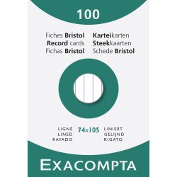 Fiches bristol, A7, ligné, blanc