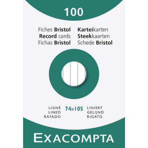 Fiches bristol, A7, ligné, blanc