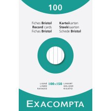 Pk100 Exa Rec Card 10x15cm Lined White - White