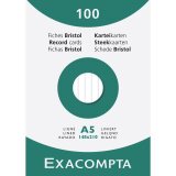 Pk 100 Exa Record Cards A5 White Lined - White