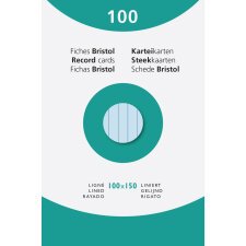 Record Cards Pack 100 Blue 100X150 Lined