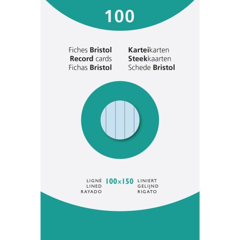 Record Cards Pack 100 Blue 100X150 Lined