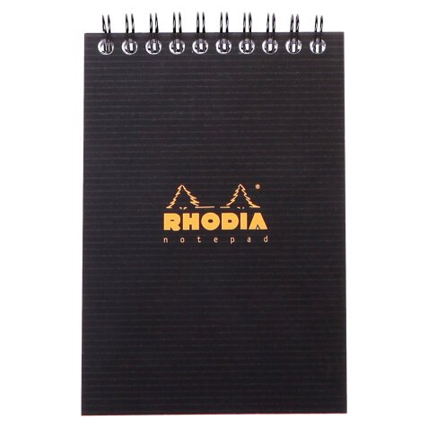 Notepad Rhodiactive 90g reliure intégrale A6 10,5x14,8 cm 160 pages petits carreaux 5x5 microperforé - Noir