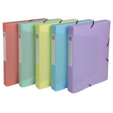 Chrom Pastel Box File Cartobox A4 40mm PP - Assorted colours