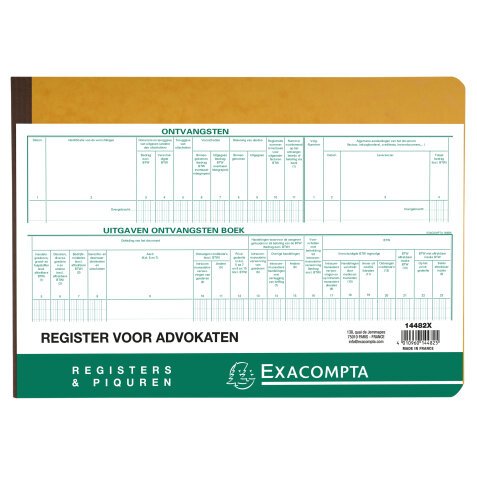 Boekhoudingsregister Ontvangsten&Uitgaven - Advocaten - Nederlandstalig - ingebonden - 80 blad