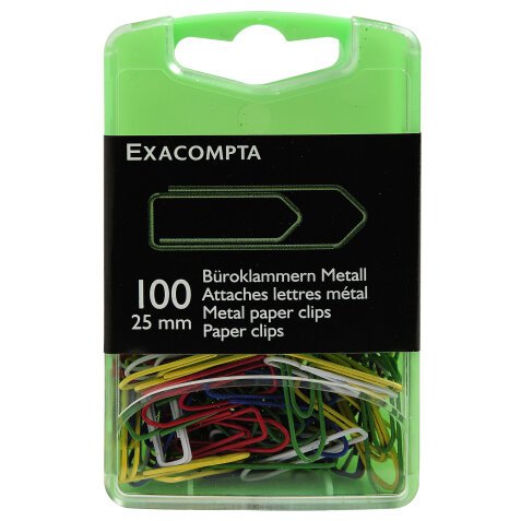 Doos met 100 paperclips kleurassortiment 25mm - Geassorteerd