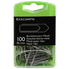 Doos met 100 metalen paperclips 30mm - Zilver