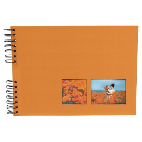 Wirebound album 50 pages Black 32x22cm MILANO - Orange