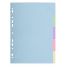 Intercalaires carte pastel 170g Forever 5 positions - A4 - Couleurs assorties