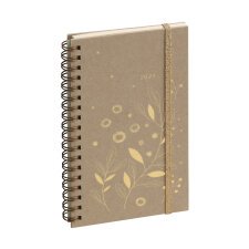 Agenda de poche Espace 16S spiralé Végétal 9 x 16 cm Semainier Janvier à Décembre 2025 - Kraft brun