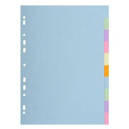 Intercalaires carte pastel 170g Forever 10 positions - A4 - Couleurs assorties