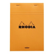 Bloc de bureau Rhodia 14,8 x 21 cm agrafé orange n°16 - 5 x 5 - 80 feuilles jaunes