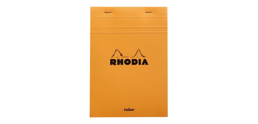 Bloc de bureau Rhodia 14,8 x 21 cm agrafé orange n°16 - 5 x 5 - 80 feuilles jaunes