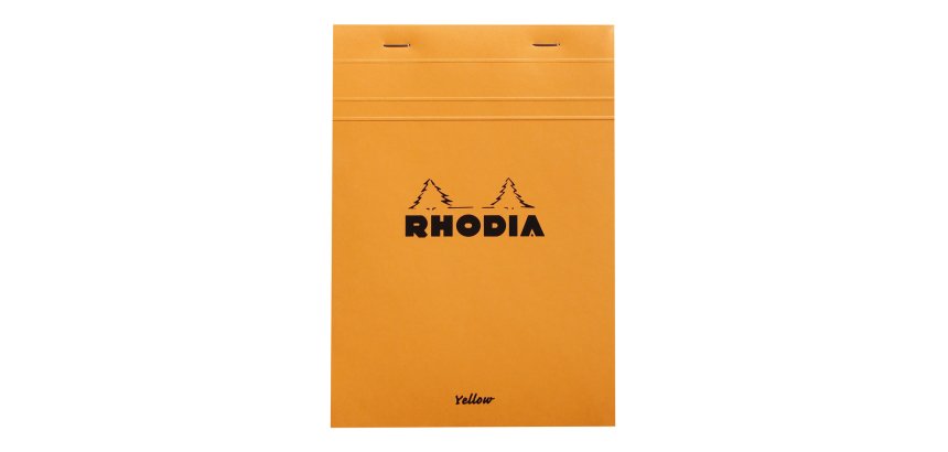 Bloc de bureau Rhodia 14,8 x 21 cm agrafé orange n°16 - 5 x 5 - 80 feuilles jaunes