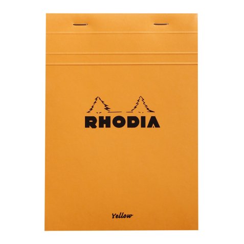 Bloc de bureau Rhodia 14,8 x 21 cm agrafé orange n°16 - 5 x 5 - 80 feuilles jaunes