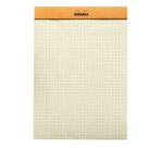 Bloc de bureau Rhodia 14,8 x 21 cm agrafé orange n°16 - 5 x 5 - 80 feuilles jaunes