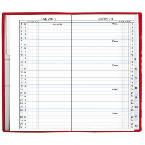 Recharge Agenda de poche Exaplan 16 9 x 16 cm Planning mensuel Janvier à décembre 2025