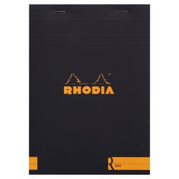 Bloc agrafé Rhodia le R N°16 14,8x21 cm 70 feuillets ligné 90g - Noir