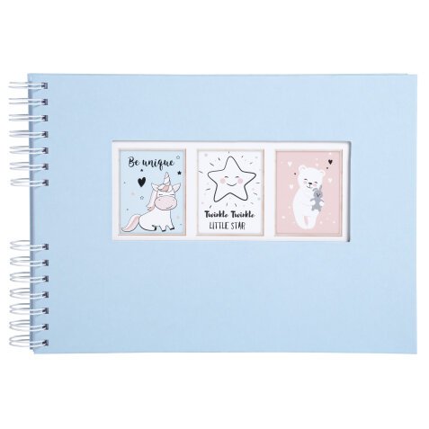 Spiralbum für Kinder-/Babyfotos, 50 Seiten weiß, 32x22cm, Sweet Faune - Hellblau