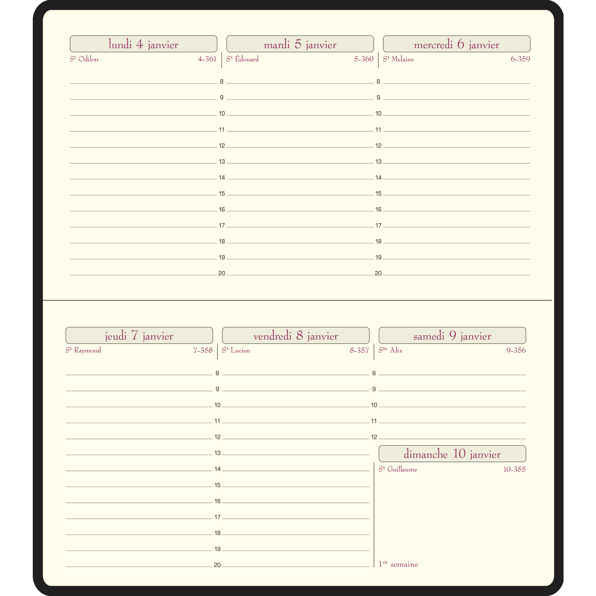 Recharge agenda 16X16 contemporaine FSC 2024 - Recharges agendas et  organiseurs