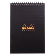 Notepad Rhodiactive 90g reliure intégrale A5 14,8x21 cm 160 pages ligné microperforé - Noir