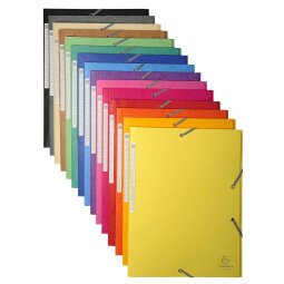 Sammelmappe mit Gummizug und 3 Klappen, Colorspan-Karton 425g, für DIN A4, Maxi Capacity - Farben sortiert