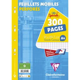 Feuillets mobiles-blanc A4 séyès 200 pages + 100 GRATUITES