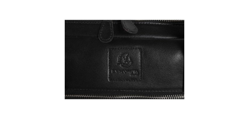 Exacompta Black Leather Laptop Bag for 15.6''