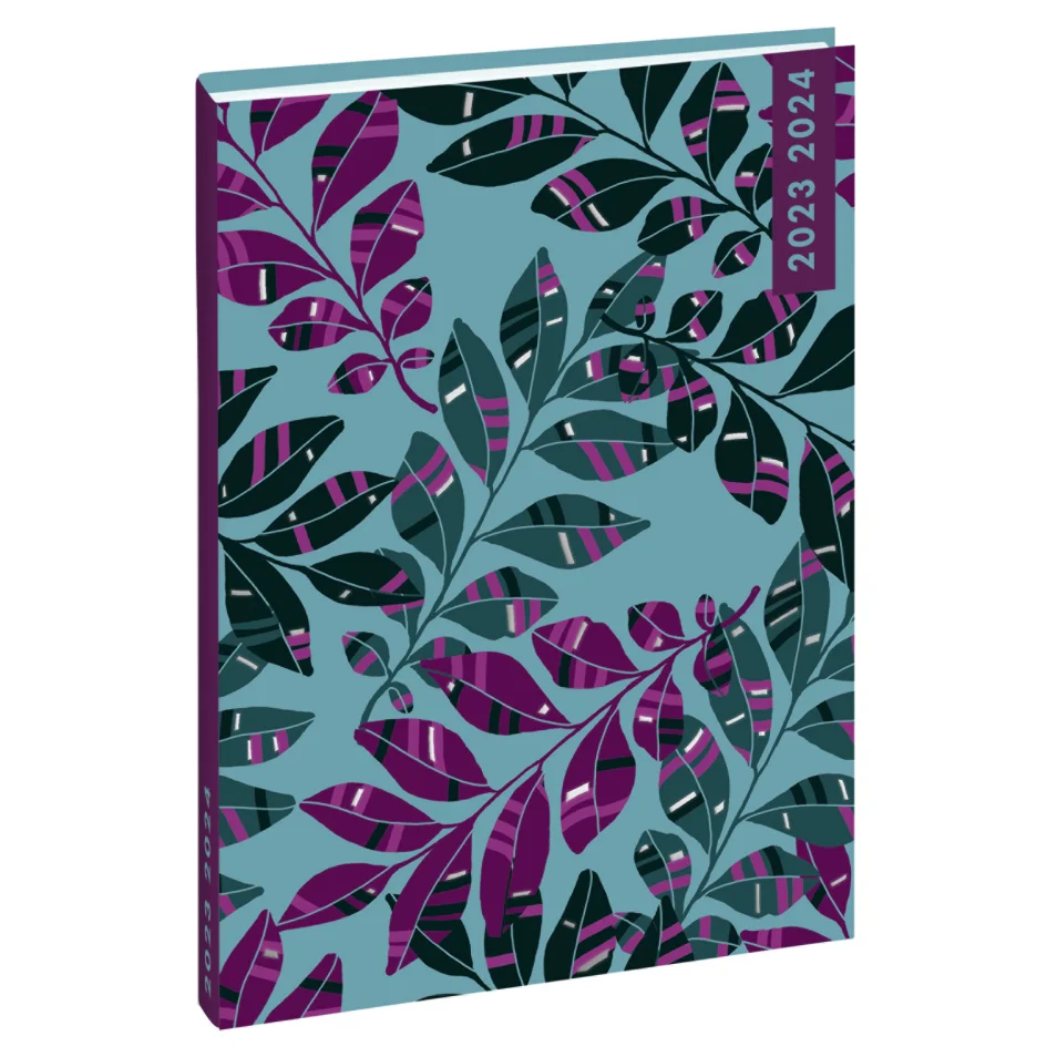 Agenda Forum Color Design bleu feuilles 12,5 x 17,5 cm Journalier