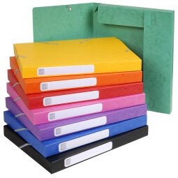 Boite de classement Cartobox Dos 25mm Carte lustrée - A4 - Couleurs assorties