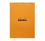 Bloc de bureau n° 18 Rhodia 21 x 29,7 cm agrafé  orange - ligné avec marge -80 feuilles