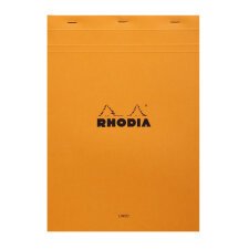 Bloc de bureau n° 18 Rhodia 21 x 29,7 cm agrafé  orange - ligné avec marge -80 feuilles