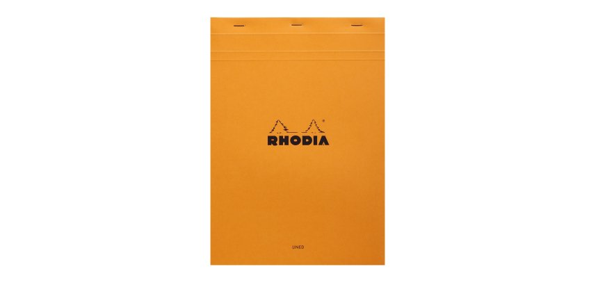 Bloc de bureau n° 18 Rhodia 21 x 29,7 cm agrafé  orange - ligné avec marge -80 feuilles