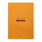 Bloc de bureau n° 18 Rhodia 21 x 29,7 cm agrafé  orange - ligné avec marge -80 feuilles