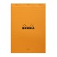 Bloc de bureau n° 18 Rhodia 21 x 29,7 cm agrafé  orange - ligné avec marge -80 feuilles