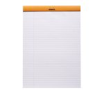 Bloc de bureau n° 18 Rhodia 21 x 29,7 cm agrafé  orange - ligné avec marge -80 feuilles