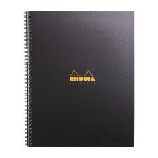 Cahier spirale Rhodia Notebook 21 x 29,7 cm noir 5 x 5 avec marge et cadre en tête - 80 feuilles