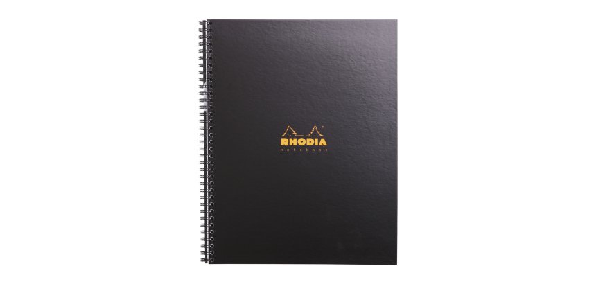 Cahier spirale Rhodia Notebook 21 x 29,7 cm noir 5 x 5 avec marge et cadre en tête - 80 feuilles