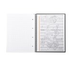 Cahier spirale Rhodia Notebook 21 x 29,7 cm noir 5 x 5 avec marge et cadre en tête - 80 feuilles