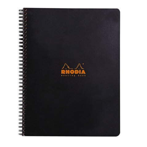 Meeting book Rhodia Classic reliure intégrale 22,5x29,7 cm 160 pages imprimées détachables 90g - Noir